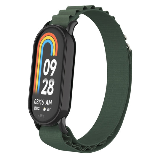 For Xiaomi Mi Band 8 Metal Plug Loop Nylon Watch Band(Black+Army Green) - Watch Bands by PMC Jewellery | Online Shopping South Africa | PMC Jewellery