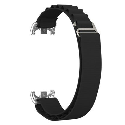 For Xiaomi Mi Band 8 Metal Plug Loop Nylon Watch Band(Silver+Black) - Watch Bands by PMC Jewellery | Online Shopping South Africa | PMC Jewellery