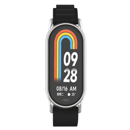 For Xiaomi Mi Band 8 Metal Plug Loop Nylon Watch Band(Silver+Black) - Watch Bands by PMC Jewellery | Online Shopping South Africa | PMC Jewellery