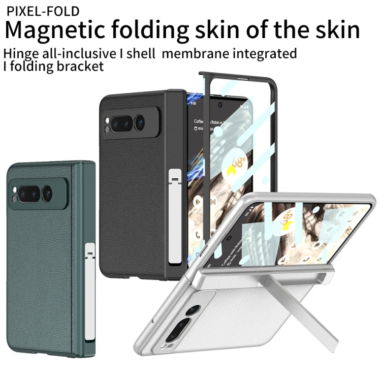 For Google Pixel Fold GKK Integrated Fold Hinge Leather Phone Case with Holder(Green) - Google Cases by GKK | Online Shopping South Africa | PMC Jewellery