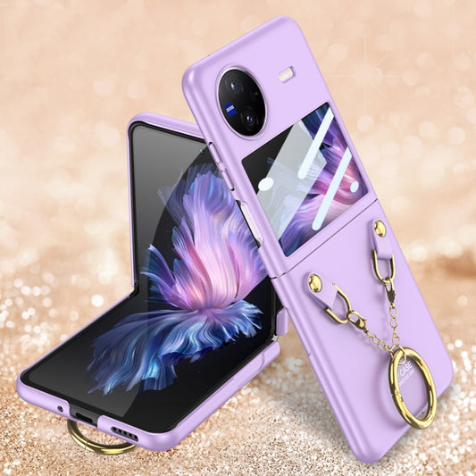 For vivo X Flip GKK Integrated Necklace Hinged Flip Phone Case with Ring Holder(Purple) - vivo Cases by GKK | Online Shopping South Africa | PMC Jewellery