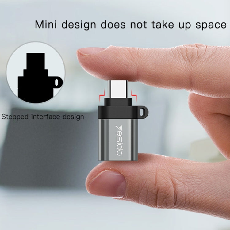 Yesido GS06 Type-C to USB 3.0 OTG Mini Connector Adapter with Keychain(Black) - Converter & Adapter by Yesido | Online Shopping South Africa | PMC TechLife | Buy Now Pay Later Mobicred