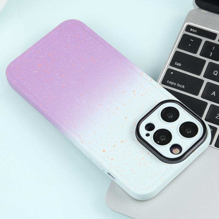 For iPhone 14 Gradient Starry Silicone Phone Case with Lens Film(White Purple) - iPhone 14 Cases by PMC Jewellery | Online Shopping South Africa | PMC Jewellery