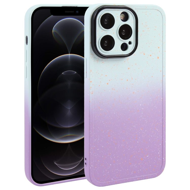 For iPhone 12 Pro Gradient Starry Silicone Phone Case with Lens Film(White Purple) - iPhone 12 / 12 Pro Cases by PMC Jewellery | Online Shopping South Africa | PMC Jewellery