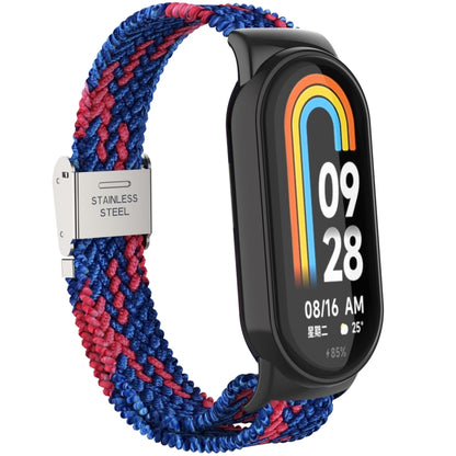 For Xiaomi Mi Band 8 Metal Head + Adjustable Nylon Braided Steel Buckle Watch Band(Blue Red) - Watch Bands by PMC Jewellery | Online Shopping South Africa | PMC Jewellery