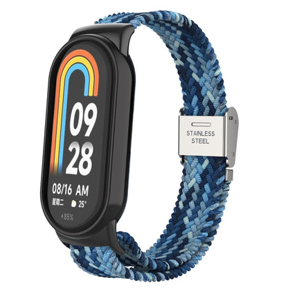 For Xiaomi Mi Band 8 Metal Head + Adjustable Nylon Braided Steel Buckle Watch Band(Navy Blue) - Watch Bands by PMC Jewellery | Online Shopping South Africa | PMC Jewellery