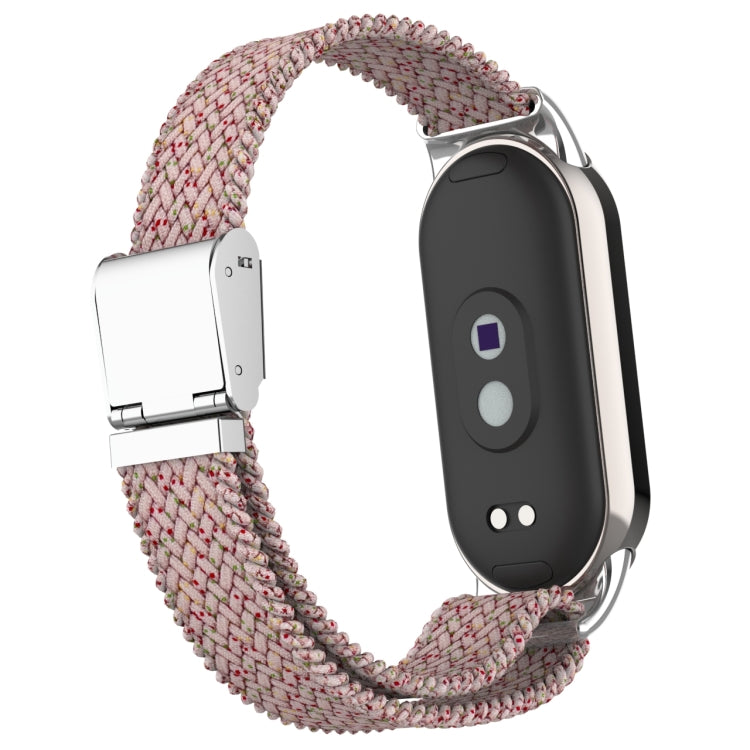 For Xiaomi Mi Band 8 Metal Head + Adjustable Nylon Braided Steel Buckle Watch Band(Starlight Pink) - Watch Bands by PMC Jewellery | Online Shopping South Africa | PMC Jewellery