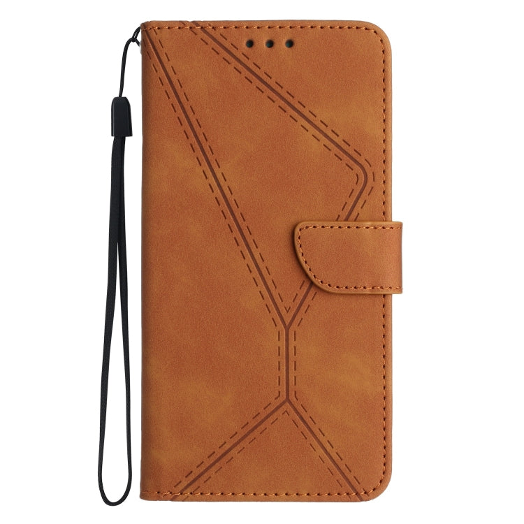 For iPhone 15 Pro Stitching Embossed Leather Phone Case(Brown) - iPhone 15 Pro Cases by PMC Jewellery | Online Shopping South Africa | PMC Jewellery