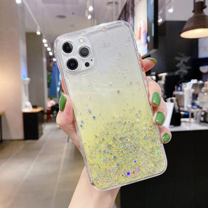 For iPhone 12 Pro Max Starry Gradient Glitter Powder TPU Phone Case(Yellow) - iPhone 12 Pro Max Cases by PMC Jewellery | Online Shopping South Africa | PMC Jewellery