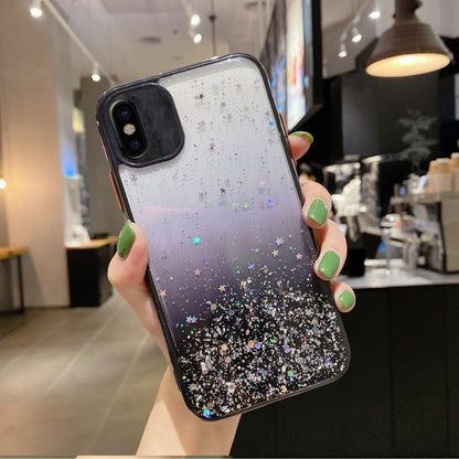 For iPhone XS / X Starry Gradient Glitter Powder TPU Phone Case(Black) - More iPhone Cases by PMC Jewellery | Online Shopping South Africa | PMC Jewellery