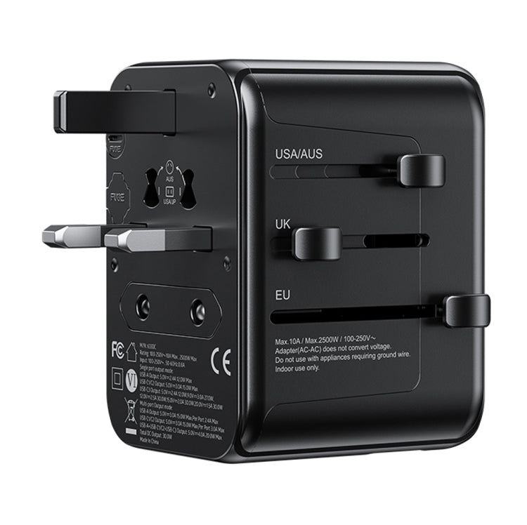 WK WP-U03 30W Multi Plug Travel Charger(Black) - Plug Adaptor by WK | Online Shopping South Africa | PMC Jewellery | Buy Now Pay Later Mobicred