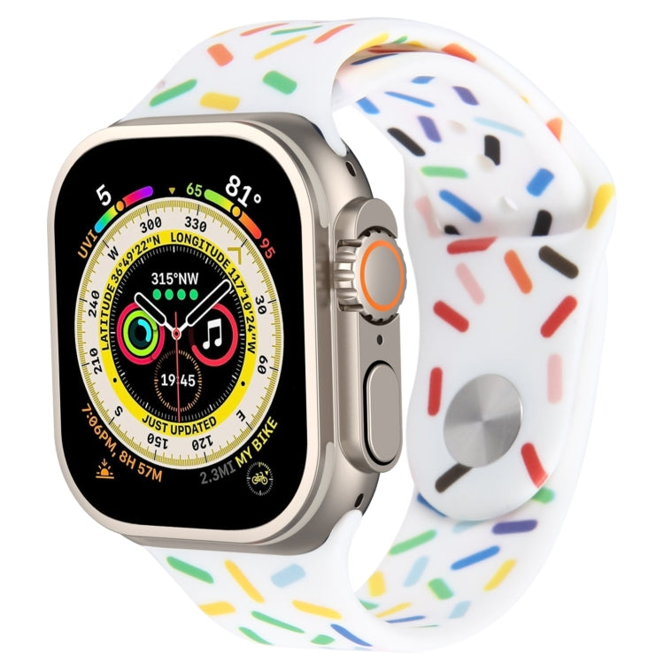 Rainbow Raindrops Silicone Watch Band For Apple Watch Ultra 49mm(White) - Watch Bands by PMC Jewellery | Online Shopping South Africa | PMC Jewellery