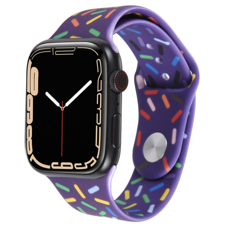 Rainbow Raindrops Silicone Watch Band For Apple Watch 7 45mm(Dark Purple) - Watch Bands by PMC Jewellery | Online Shopping South Africa | PMC Jewellery