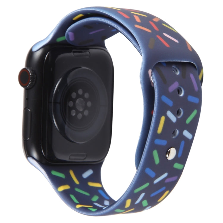 Rainbow Raindrops Silicone Watch Band For Apple Watch SE 2022 44mm(Midnight) - Watch Bands by PMC Jewellery | Online Shopping South Africa | PMC Jewellery