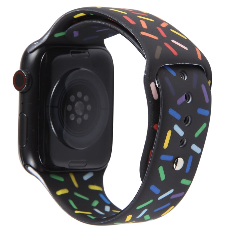 Rainbow Raindrops Silicone Watch Band For Apple Watch SE 40mm(Black) - Watch Bands by PMC Jewellery | Online Shopping South Africa | PMC Jewellery