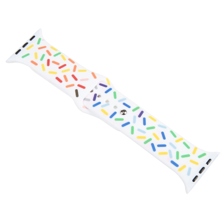 Rainbow Raindrops Silicone Watch Band For Apple Watch SE 44mm(White) - Watch Bands by PMC Jewellery | Online Shopping South Africa | PMC Jewellery