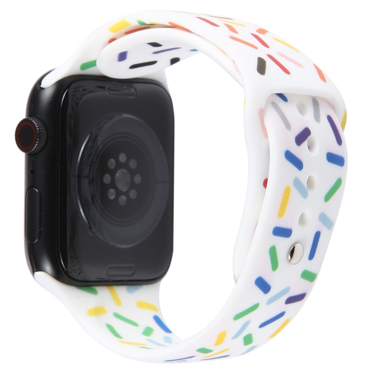 Rainbow Raindrops Silicone Watch Band For Apple Watch SE 44mm(White) - Watch Bands by PMC Jewellery | Online Shopping South Africa | PMC Jewellery