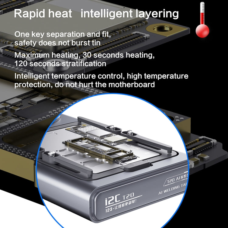 i2C T20 Intelligent Motherboard Middle Layered Heating Platform For iPhone X-13 Series, Plug:US - Repair Platform by i2C | Online Shopping South Africa | PMC Jewellery | Buy Now Pay Later Mobicred