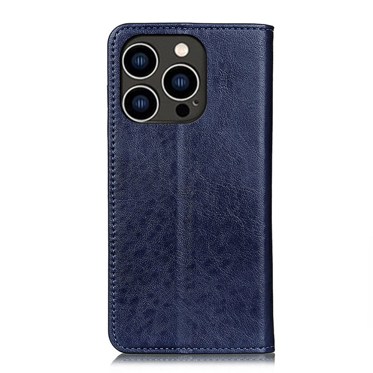 For iPhone 15 Pro Max Magnetic Crazy Horse Texture Horizontal Flip Leather Phone Case(Blue) - iPhone 15 Pro Max Cases by PMC Jewellery | Online Shopping South Africa | PMC Jewellery