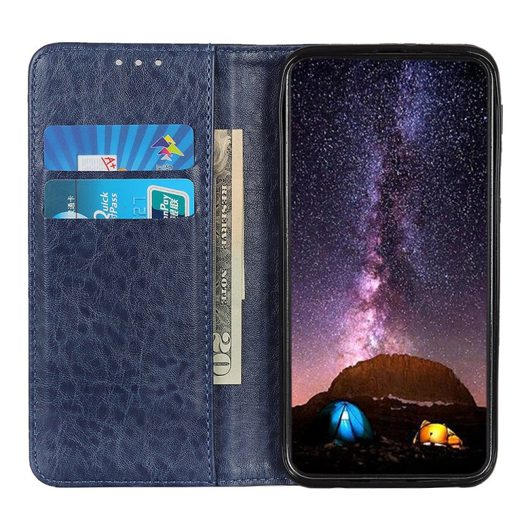 For iPhone 15 Pro Magnetic Crazy Horse Texture Horizontal Flip Leather Phone Case(Blue) - iPhone 15 Pro Cases by PMC Jewellery | Online Shopping South Africa | PMC Jewellery