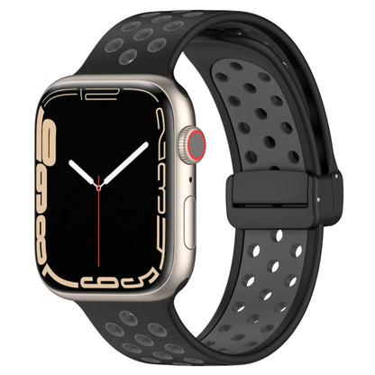 For Apple Watch SE 40mm Magnetic Buckle Silicone Watch Band(Black Grey) - Watch Bands by PMC Jewellery | Online Shopping South Africa | PMC Jewellery