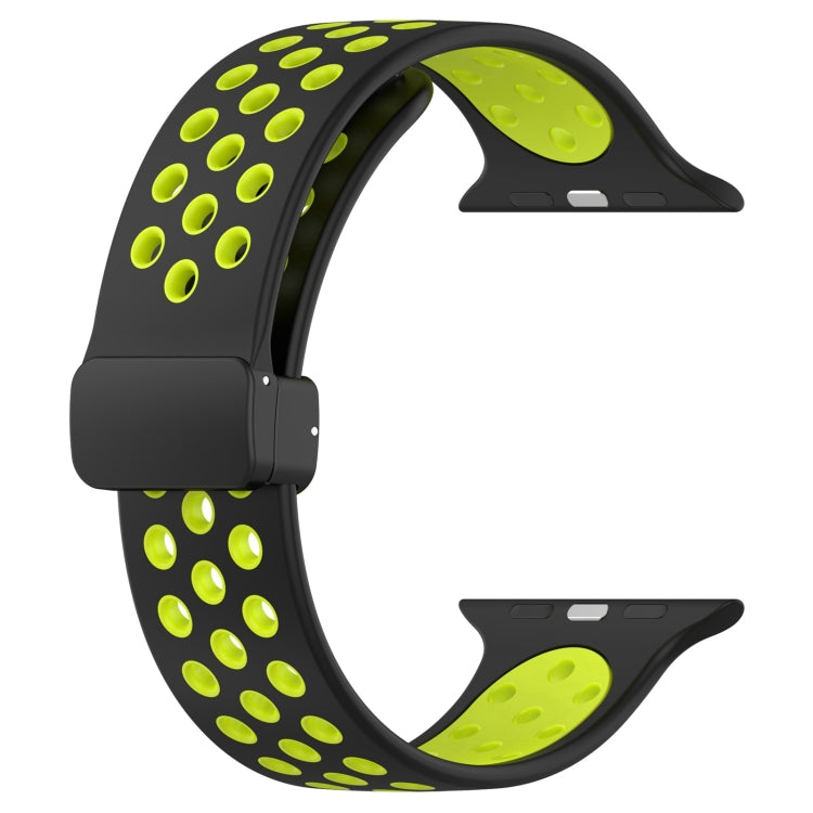 For Apple Watch SE 40mm Magnetic Buckle Silicone Watch Band(Black Limes) - Watch Bands by PMC Jewellery | Online Shopping South Africa | PMC Jewellery