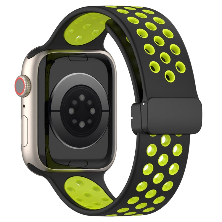 For Apple Watch SE 40mm Magnetic Buckle Silicone Watch Band(Black Limes) - Watch Bands by PMC Jewellery | Online Shopping South Africa | PMC Jewellery