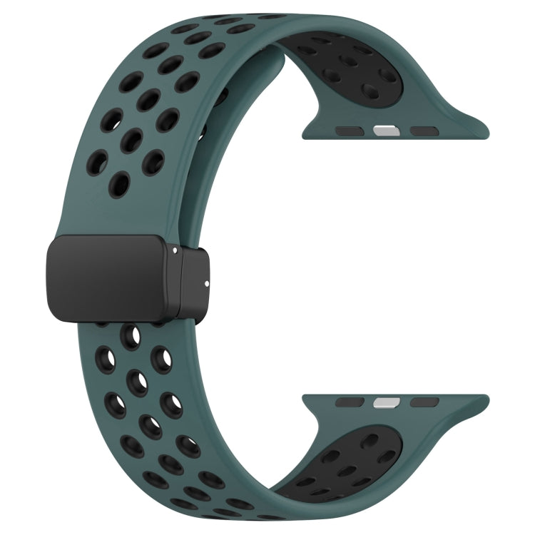 For Apple Watch 6 40mm Magnetic Buckle Silicone Watch Band(Olive Black) - Watch Bands by PMC Jewellery | Online Shopping South Africa | PMC Jewellery