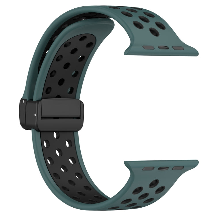 For Apple Watch 6 40mm Magnetic Buckle Silicone Watch Band(Olive Black) - Watch Bands by PMC Jewellery | Online Shopping South Africa | PMC Jewellery