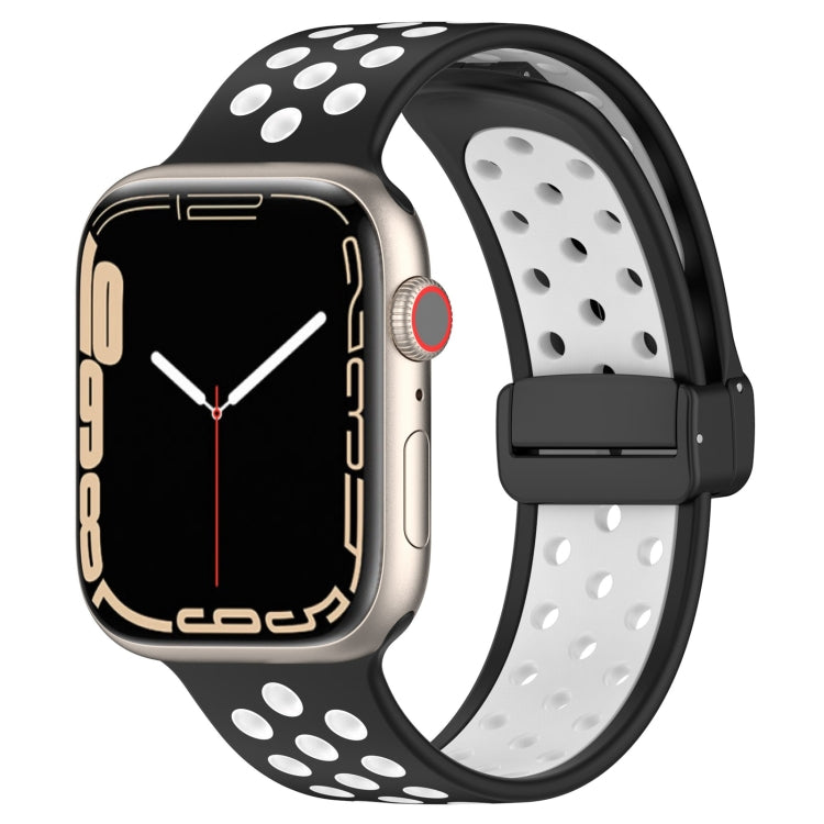 For Apple Watch 6 40mm Magnetic Buckle Silicone Watch Band(Black White) - Watch Bands by PMC Jewellery | Online Shopping South Africa | PMC Jewellery