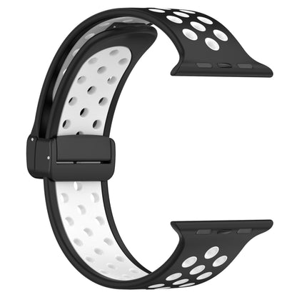 For Apple Watch 6 40mm Magnetic Buckle Silicone Watch Band(Black White) - Watch Bands by PMC Jewellery | Online Shopping South Africa | PMC Jewellery