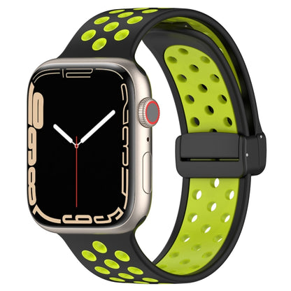 For Apple Watch 6 44mm Magnetic Buckle Silicone Watch Band(Black Limes) - Watch Bands by PMC Jewellery | Online Shopping South Africa | PMC Jewellery