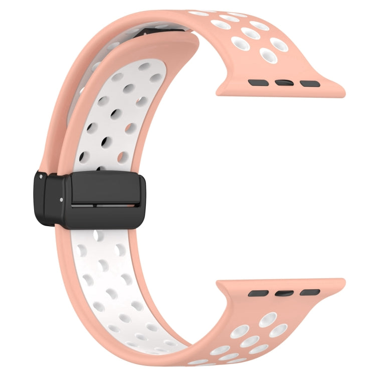 For Apple Watch 5 40mm Magnetic Buckle Silicone Watch Band(Pink White) - Watch Bands by PMC Jewellery | Online Shopping South Africa | PMC Jewellery