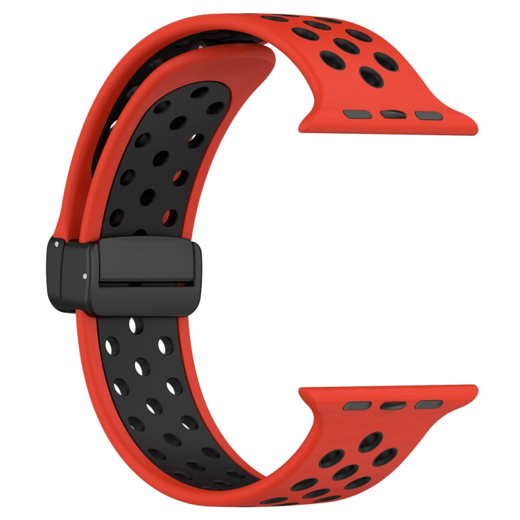 For Apple Watch 4 44mm Magnetic Buckle Silicone Watch Band(Red Black) - Watch Bands by PMC Jewellery | Online Shopping South Africa | PMC Jewellery