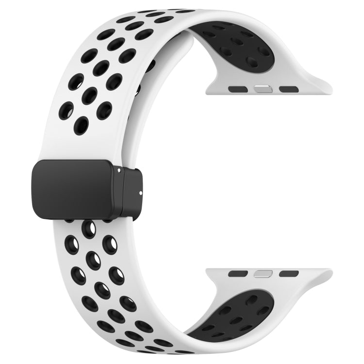 For Apple Watch 3 38mm Magnetic Buckle Silicone Watch Band(White Black) - Watch Bands by PMC Jewellery | Online Shopping South Africa | PMC Jewellery