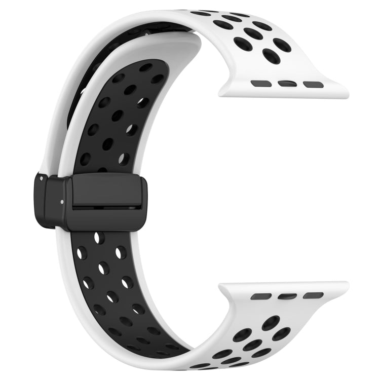 For Apple Watch 3 38mm Magnetic Buckle Silicone Watch Band(White Black) - Watch Bands by PMC Jewellery | Online Shopping South Africa | PMC Jewellery