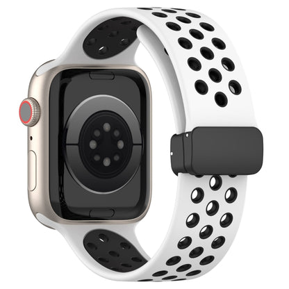 For Apple Watch 3 38mm Magnetic Buckle Silicone Watch Band(White Black) - Watch Bands by PMC Jewellery | Online Shopping South Africa | PMC Jewellery