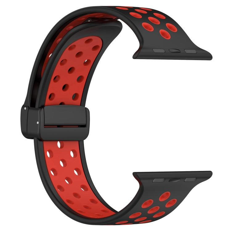 For Apple Watch 3 38mm Magnetic Buckle Silicone Watch Band(Black Red) - Watch Bands by PMC Jewellery | Online Shopping South Africa | PMC Jewellery