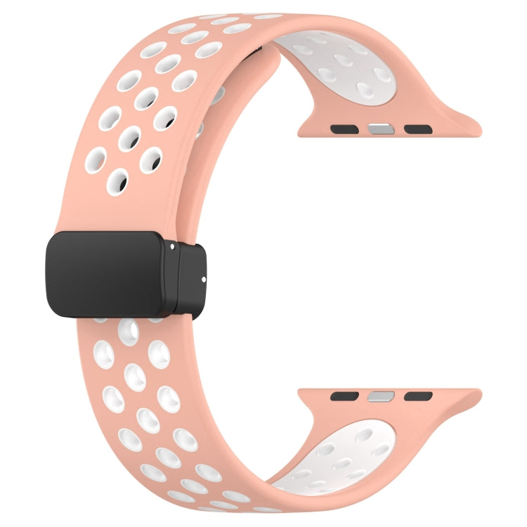 For Apple Watch 2 38mm Magnetic Buckle Silicone Watch Band(Pink White) - Watch Bands by PMC Jewellery | Online Shopping South Africa | PMC Jewellery