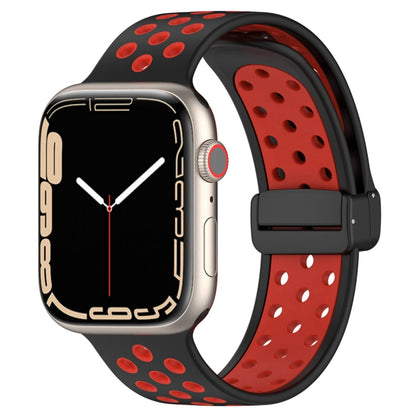 For Apple Watch 2 38mm Magnetic Buckle Silicone Watch Band(Black Red) - Watch Bands by PMC Jewellery | Online Shopping South Africa | PMC Jewellery