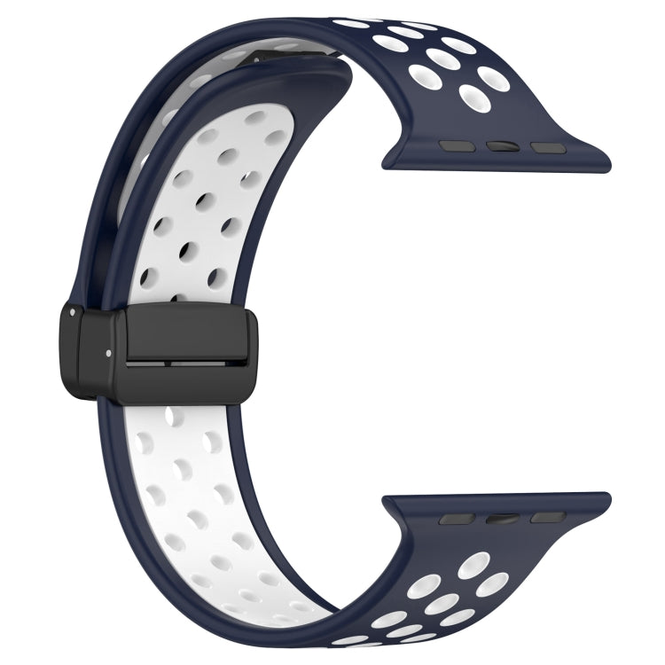 For Apple Watch 38mm Magnetic Buckle Silicone Watch Band(Navy White) - Watch Bands by PMC Jewellery | Online Shopping South Africa | PMC Jewellery