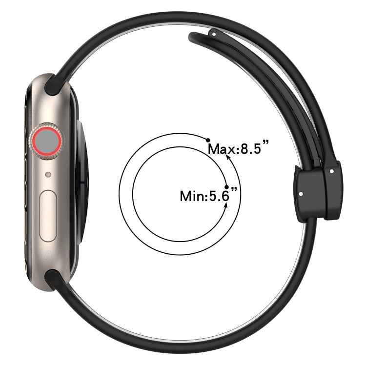 For Apple Watch 3 38mm Magnetic Buckle Silicone Watch Band(Black White) - Watch Bands by PMC Jewellery | Online Shopping South Africa | PMC Jewellery