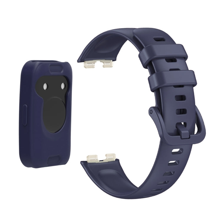 For Huawei Band 8 Silicone Protective Case + Silicone Watch Band Kit(Navy Blue) - Watch Bands by PMC Jewellery | Online Shopping South Africa | PMC Jewellery