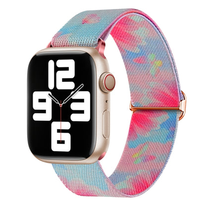 For Apple Watch SE 44mm Painted Pattern Nylon Replacement Watch Band(Flower Butterfly) - Watch Bands by PMC Jewellery | Online Shopping South Africa | PMC Jewellery