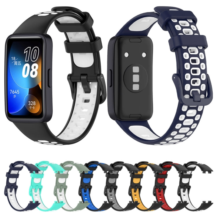 For Huawei Band 8 Two Color Silicone Replacement Watch Band(Light Green White) - Watch Bands by PMC TechLife | Online Shopping South Africa | PMC TechLife