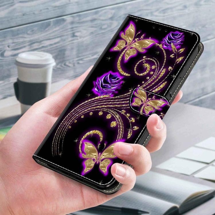 For Xiaomi Redmi 9 Crystal 3D Shockproof Protective Leather Phone Case(Purple Flower Butterfly) - Xiaomi Cases by PMC Jewellery | Online Shopping South Africa | PMC Jewellery