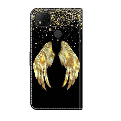 For Xiaomi Redmi 9C Crystal 3D Shockproof Protective Leather Phone Case(Golden Wings) - Xiaomi Cases by PMC Jewellery | Online Shopping South Africa | PMC Jewellery