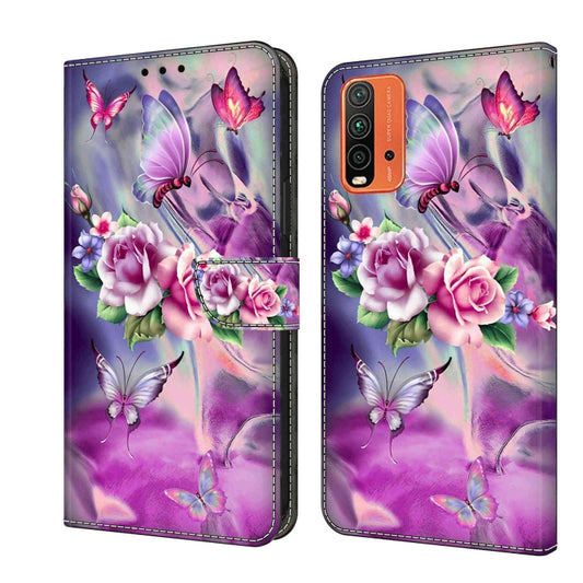 For Xiaomi Redmi 9T Crystal 3D Shockproof Protective Leather Phone Case(Butterfly) - Xiaomi Cases by PMC Jewellery | Online Shopping South Africa | PMC Jewellery