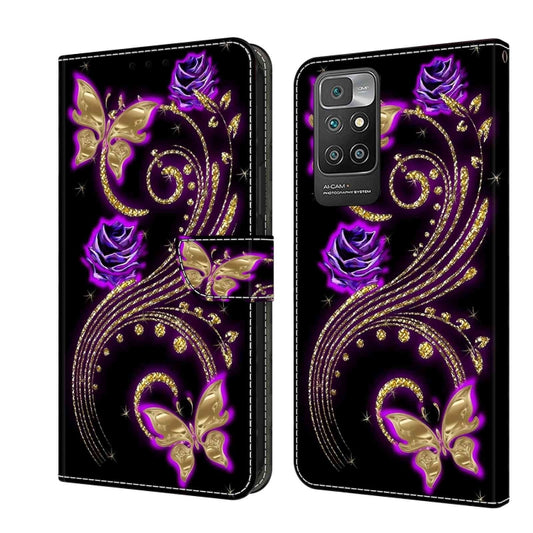 For Xiaomi Redmi 10 Crystal 3D Shockproof Protective Leather Phone Case(Purple Flower Butterfly) - Xiaomi Cases by PMC Jewellery | Online Shopping South Africa | PMC Jewellery