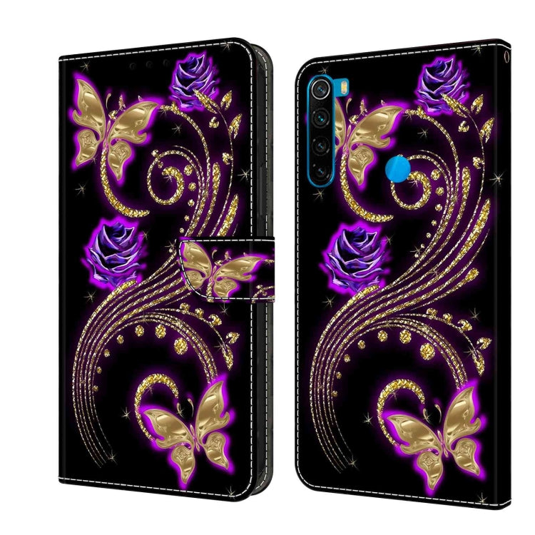 For Xiaomi Redmi Note 8 Crystal 3D Shockproof Protective Leather Phone Case(Purple Flower Butterfly) - Xiaomi Cases by PMC Jewellery | Online Shopping South Africa | PMC Jewellery